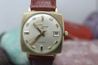 Vintage Lord Elgin 25 Automatic Gold Tone Men 