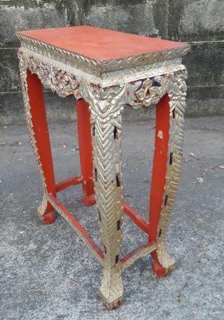 50 Year Old Altar Table Buddha Temple Gold Gilt Wood Carved Antique Vintage