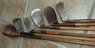 6 Antique Vintage 1920 ' s Hickory Wood Shaft Golf Clubs Macgregor H&B Westward Ho 5