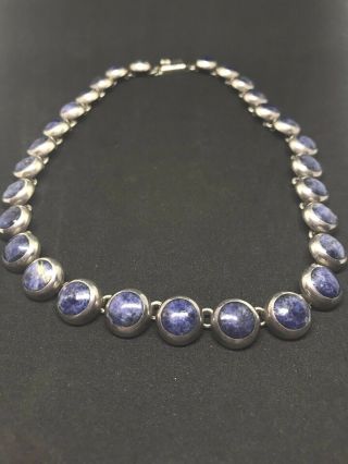 Vintage Sterling Silver Mexican Tm - 181 950 Lapis Taxco Mexico Necklace 16