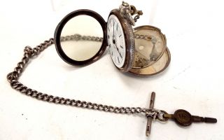 Antique/ Vintage Unknown Hallmarked Silver Pocket Watch With Chain - S45