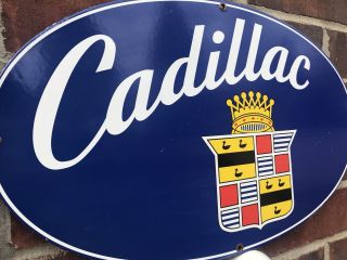 18 Inch Cadillac Dealer Oval Vintage Style Porcelain Enamel Sign