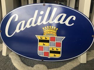 18 INCH CADILLAC DEALER OVAL vintage style PORCELAIN ENAMEL SIGN 5