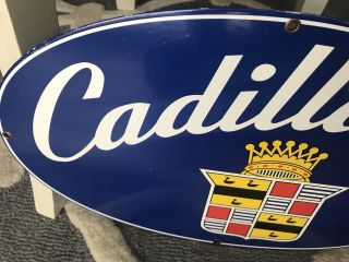 18 INCH CADILLAC DEALER OVAL vintage style PORCELAIN ENAMEL SIGN 6