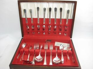 Wm A.  Rogers Oneida Ltd Silver Stainless Silver Plate Flatware 38pcs Flower Rose