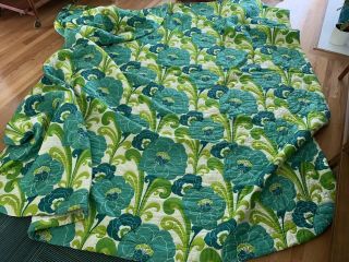 Vintage Retro Mid Century Bedspread Coverlet Quilt Floral Rare Cal King Size 2