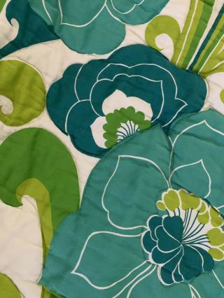 Vintage Retro Mid Century Bedspread Coverlet Quilt Floral Rare Cal King Size 3