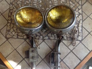 Vintage Pair Fog Lamp Driving Light Early Truck Auto Guide 5 - 3/4 2002 E Mount