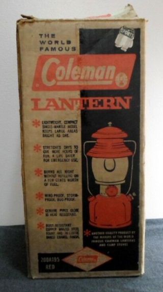 RARE BARN FIND VINTAGE RED COLEMAN 200A 12/67 LANTERN W/ORIGINAL BOX PYREX GLOBE 2