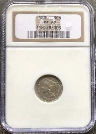 1880 Three Cent Nickel Proof 3c Ngc Pf62 Rare 19132