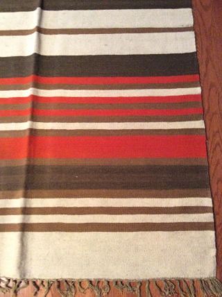 Dhurrie Rug Blanket Vintage 48”x70” Horse Southwestern Orange Brown Bone 3