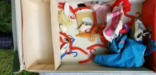 1963 Vintage RED Barbie Doll Case With Tons Of Clothes And Accessories RARE 4