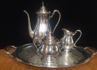 International Silver Co.  " Camille " Coffee Pot,  Sugar Creamer & Tray (sh18)