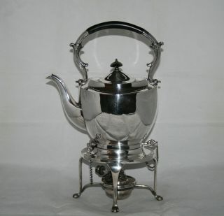 Antique Silver Plated Spirit Kettle On Stand With Burner C1890