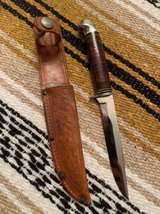 Vintage 1960’s Western Usa L48 Fish/small Game Bowie Hunting Knife W/sheath