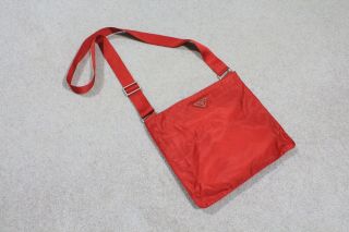 Rare Authentic Red Vintage 90s Nylon Prada Crossbody Bag