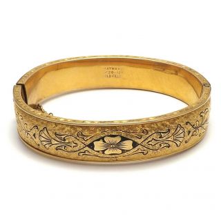 Vintage Victorian Revival Hayward 1/20th 12k Gold Filled Enamel Bangle Bracelet