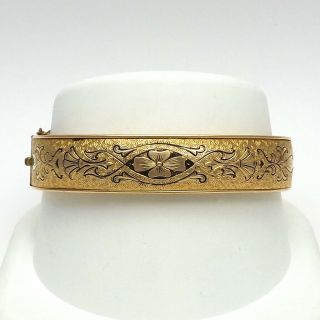 Vintage Victorian Revival Hayward 1/20th 12K Gold Filled Enamel Bangle Bracelet 2