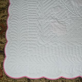 Vintage Red Pink Rose Applique Quilt 72x91 7