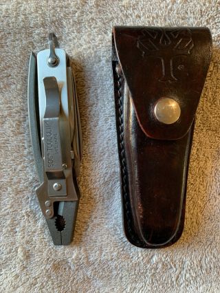 Sog Vintage Toolclip Utility Knife Set W/leather Sheath.