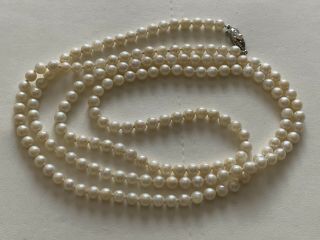 Vintage Mikimoto Era South Sea Pearl Necklace Silver Clasp