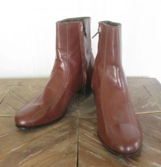 Vintage Florsheim Brown Leather Side Zipper Ankle Beetle Boots Mens 9.  5 D