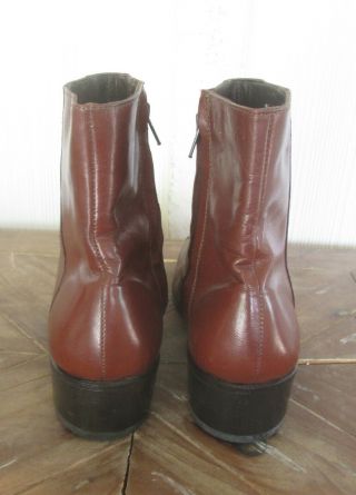 Vintage Florsheim Brown Leather Side Zipper Ankle Beetle Boots Mens 9.  5 D 3