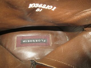 Vintage Florsheim Brown Leather Side Zipper Ankle Beetle Boots Mens 9.  5 D 6