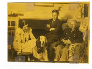 Vintage Wwll Military Decorated Soldier In Uniform W/ Family & Dog Photograph