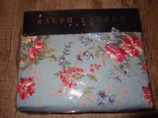 Vintage Ralph Lauren Yvette Floral Blue Twin Fitted Sheet Roses Cotton Rose