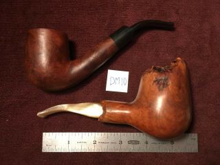 2 Qty Rare Vintage Handcrafted Briar Wood Tobacco Pipes By Donald E Mock (dm10)