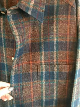 Vintage Usa Made Pendleton Shirt Jac 100 Wool Shadow Plaid 4x Big Man Flawless