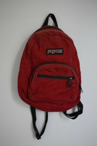 Jansport Vintage Mini Backpack Red Corduroy