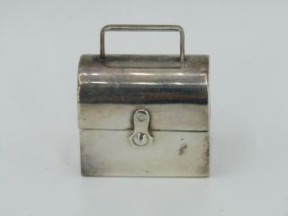 Vintage Sterling Silver Lunchbox / Toolbox Motif Pill Box Made In Portugal