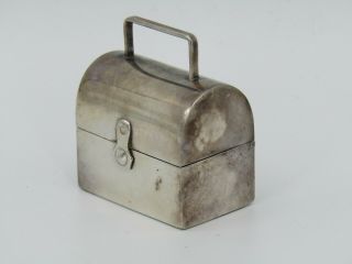 Vintage Sterling Silver Lunchbox / Toolbox Motif Pill Box Made in Portugal 2