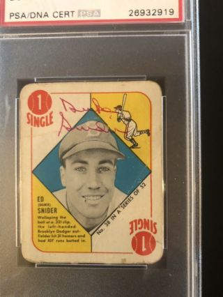 Duke Snider 1951 Topps Red Backs autographed card Brooklyn Dodgers Rare Early Au 2