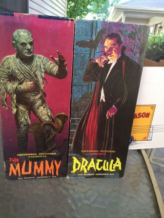 2 Vintage Aurora Monster Model Kits Dracula The Mummy Boxes