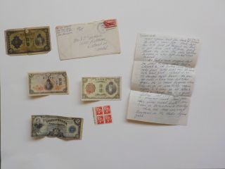 Wwii Letter 34th General Hospital Currency Notes Stamps Paper Money Ww Ii Ww2