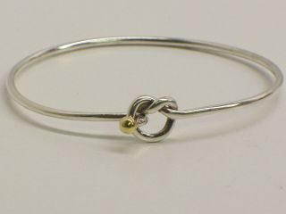 Tiffany & Co.  Love Knot Hook Bangle Bracelet Sterling Silver And 18kt Gold