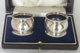A Stunning Boxed Solid Sterling Silver Napkin Rings Birmingham 1927.
