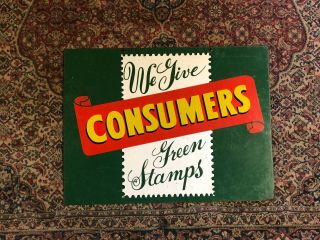 Vintage We Give Consumers Green Stamps Double Sided Metal Sign 24 " X 18 "