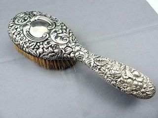 Antique C1880 Gorham Cluny Repousse Art Nouveau Sterling Silver Hair Brush