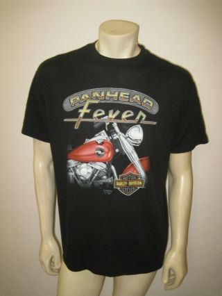 Vintage 1990 Harley Davidson Black 3d Emblem Panhead Fever T Shirt Size Xl