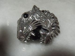 Art Deco Vintage Sterling Silver Heavy Tiger Rare Onyx Marcasite Brooch Pin 3