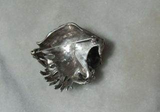Art Deco Vintage Sterling Silver Heavy Tiger Rare Onyx Marcasite Brooch Pin 5