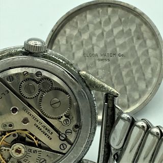 Vintage Eloga Swiss Incabloc 17 Jewel Unadj Day/Date Mens Wrist Watch 5