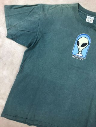 90s XL Alien Workshop Skateboards Believe T - Shirt Timecode Skate Deal USA 3