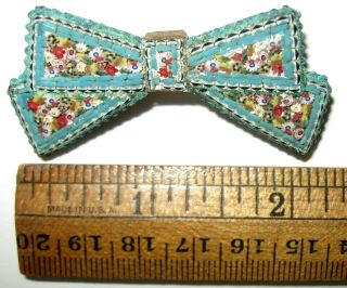 Antique Micro Mosaic Bow Pin Brooch Italy Millefiori 2 1/4 " Intricately Detailed