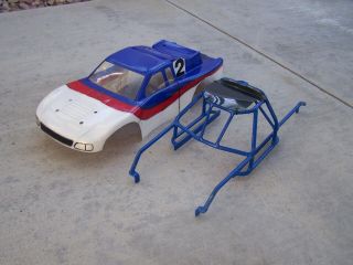 Vintage Rc 1/10 Scale Stadium Truck Bodyshell And Steel Chassis Cage Tamiya/losi