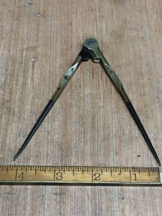 Vintage Brass 5 Inch Dividers Calipers Ornate Design With Iron Tips